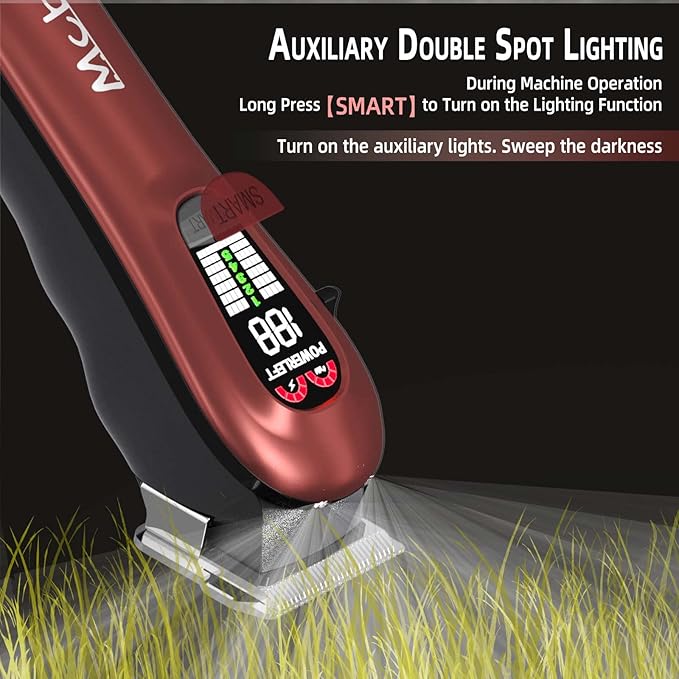MCBB Dog Clippers- Low Noise Dog Grooming Kits 5-Mode Heavy-Duty Dog Clippers for Grooming with LED Display,Rechargeable Dog Grooming Kits, Auxiliary Light,Cordless Pet Grooming Tool