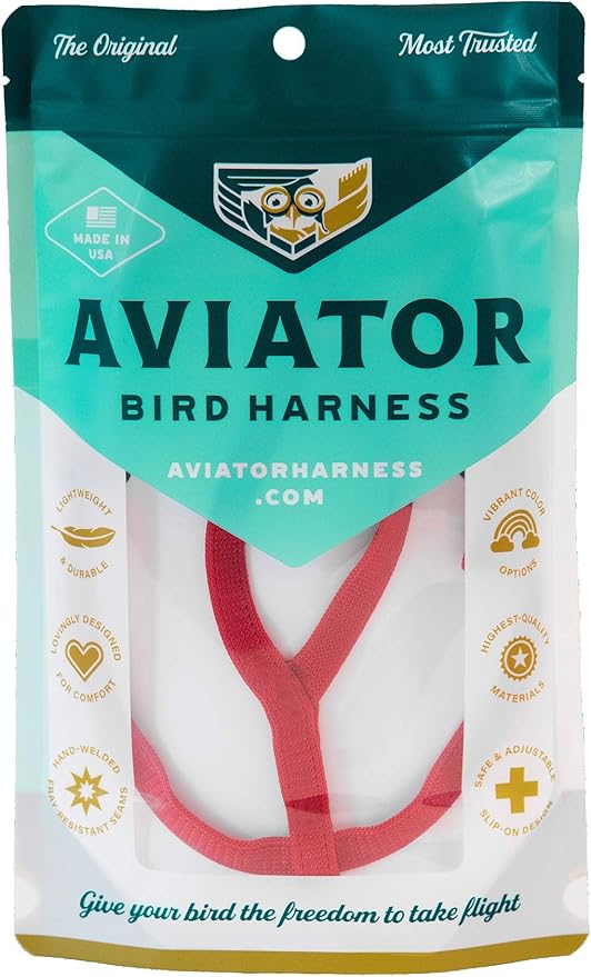 The AVIATOR Pet Bird Harness and Leash: Small Red