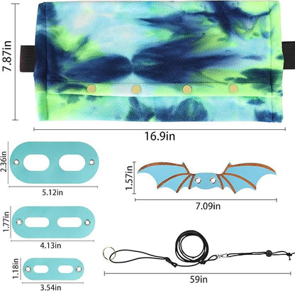 Esmorah Bearded Dragon Carrier and Leash Harness with Wings, Small Animal Sling Carrier and Reptile Carrier, Lizard Adjustable Harness and Sling Bag for Outdoor Travel Walking Rest