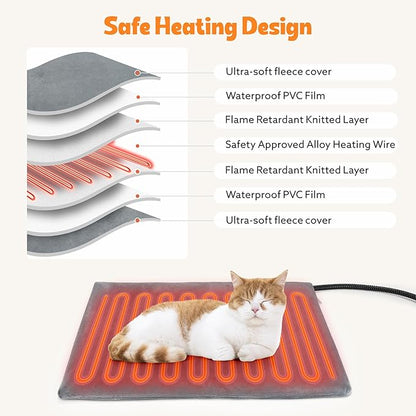 Heated Cat House for Indoor, Large Cat Bed with Heating Pad, Adjustable Temperature & Timing, with Fluffy Ball Hanging and Scratch Pad, Foldable Pet Hideaway for Small Medium and Large Cats（XL）