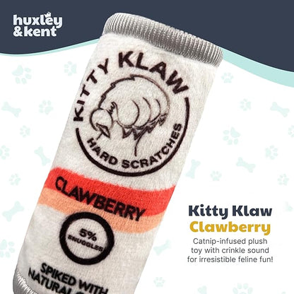 Huxley & Kent Plush Cat Toy - Interactive Catnip Toy for Cats & Kittens - Soft Kitty Toy with Crinkle & Catnip - Fun Indoor Play Toy - Kitty Klaw Clawberry