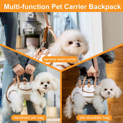 Snuggle Sling Dog Carrier, Adjustable Full Body Lift Harness for Small Dogs and Cats, Portable Breathable Pet Carrier Backpack with Hands-Free Shoulder and Treat Bag(Small)