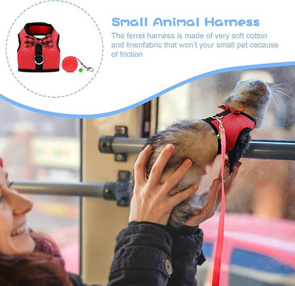 Rypet Animal Harness and Leash - Soft Mesh Pet Harness With Safe Bell, No Pull Comfort Padded Vest for Small Pet Red M