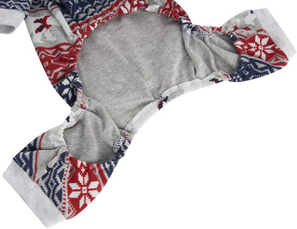 Lanyarco Bear Snowflake Ugly Christmas Clothes for Dogs Pajamas Onesie PJS, Back Length 20" Large