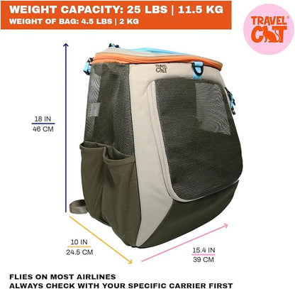 Travel Cat Backpack Carrier - The Navigator Convertible Pet Carrier Backpack - Cat Carrier Backpack with Fully Ventilated Mesh (Earth)