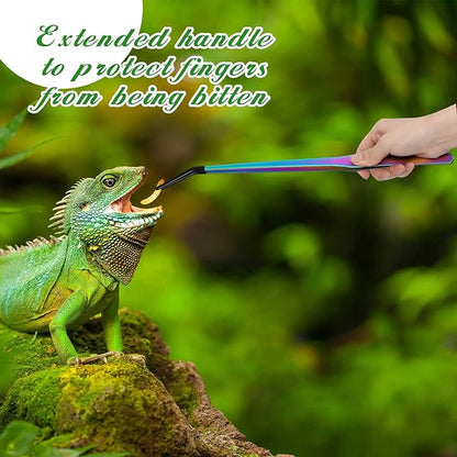 Lasnten 2 Pcs Extra Long Stainless Steel Reptile Feeding Tongs with Rubber Tip Bearded Dragon Aquarium Straight and Curved Long Tweezer Terrarium Feeder Tool for Tank (15 Inch,Colorful)