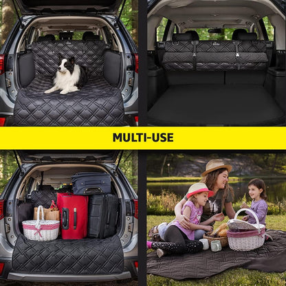 Meadowlark SUV Cargo Liner Dog Seat Covers + Seat Belt, Double Stitched & Extra Padded, Water Repellant, Anti Shock, Non-Slip, Cover Trunk Mat, Dog Accessories, Pet Car Seat Protector for Fur & Mud