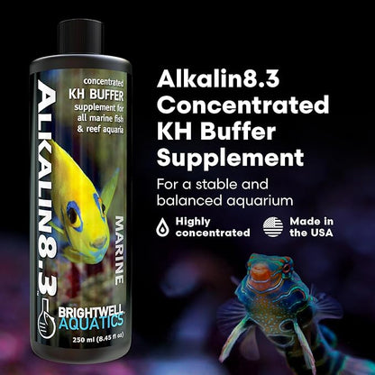 Brightwell Aquatics - Alkalin8.3 Concentrated KH Buffer Supplement - for All Marine Fish and Reef Aquaria - Aquarium Water Treatments, 8.45 fl oz