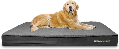 The Dog’s Bed Orthopedic Jumbo Memory Foam Dog Bed, XXXL Grey Plush, Pain Relief for Arthritis, Hip & Elbow Dysplasia, Post Surgery, Lameness, Supportive, Waterproof Washable Cover