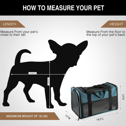 Cat Carrier - Portable Foldable Dog Pet Carrier, Soft-Sided Pet Bag up to 28 Lbs, Airline Approved Travel Puppy Carrier