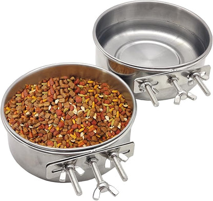 PINVNBY 2pcs Stainless Steel Bird Bowl Water Bowl Stainless Steel Bird Feeding Dish Cups for Parrot Parakeet African Greys Conure Cockatiels Lovebird (Diameter: 4.72 inches M)