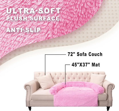 Tinaco Luxurious Calming Dogs/Cats Bed Mats, Dog Pad Washable Removable Couch Cover, Plush Long Fur Mat for Pets, Waterproof Lining, Perfect for Small, Medium and Large Dogs and Cats (Pink, 45"x37")