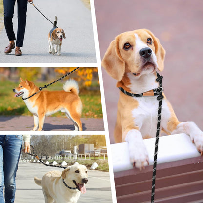 lynxking Slip Lead Dog Leash Reflective, Heavy Duty Comfortable Strong Rope for Large Medium Small Dogs No Pull Pet Training (Black, 2PCS Large 1/2in x 6ft)