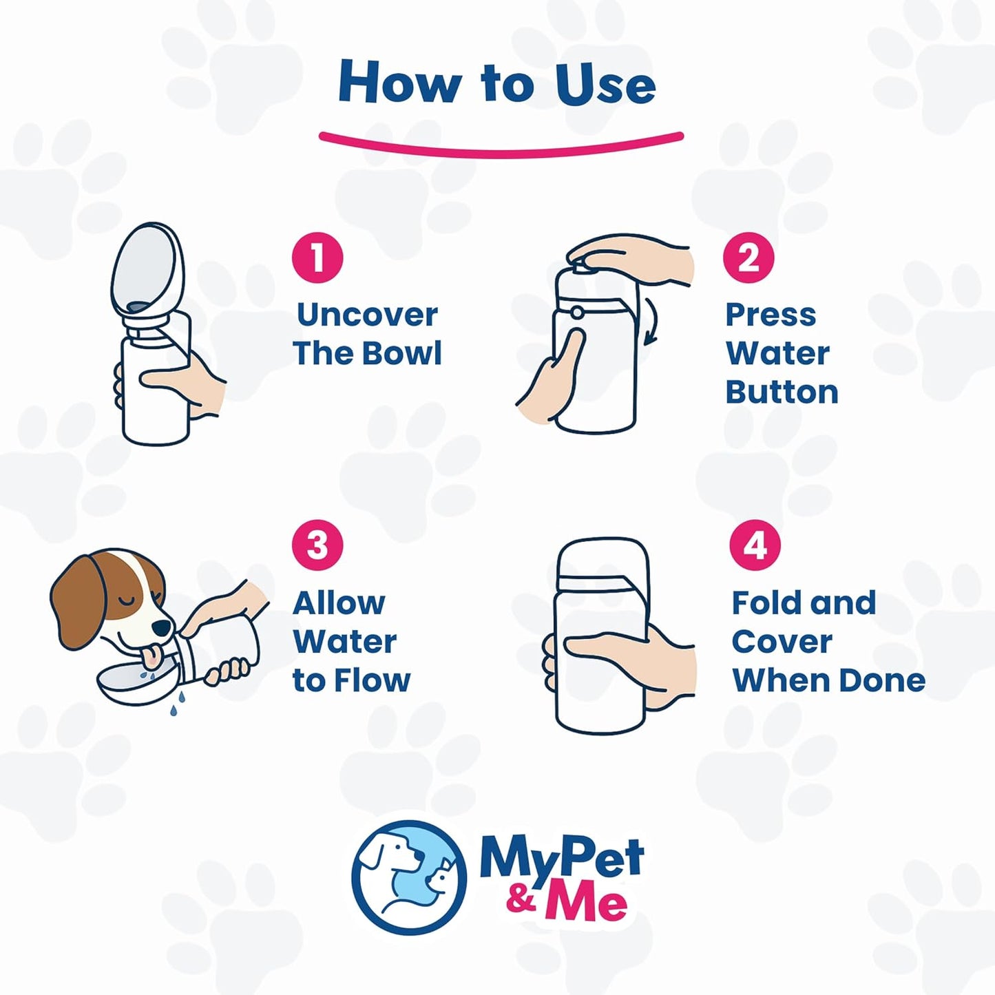 My Pet & Me Foldable Dog Water Bottle - 550ml/18.5oz - Leakproof Travel Bottle for Dogs with Foldable Drinking Bowl - Compact, Lightweight & Durable Hydration Solution for Dogs On-The-Go