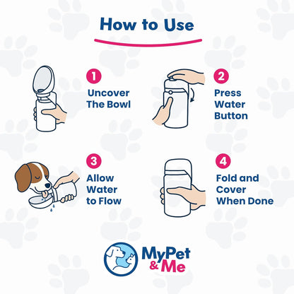 My Pet & Me Foldable Dog Water Bottle - 550ml/18.5oz - Leakproof Travel Bottle for Dogs with Foldable Drinking Bowl - Compact, Lightweight & Durable Hydration Solution for Dogs On-The-Go