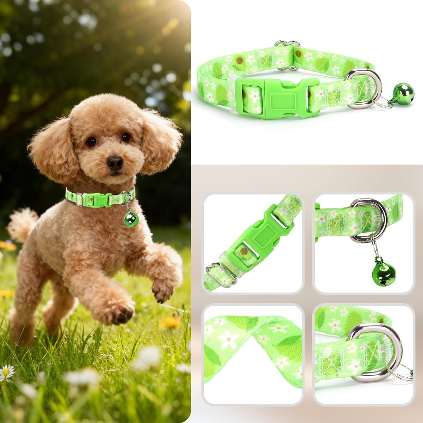 Small Dog Collar with Bell - Durable Nylon Collar for Small Breeds,Adjustable Cute Fruit Pattern Collar for Chihuahua Pomeranian Yorkie, Heavy-Duty for Active Puppie（Avocado S）