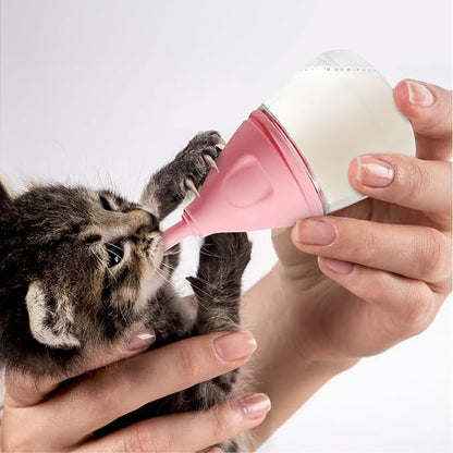 RockTech Ergonomic Kitten Bottle Feeding kit, Puppy Bottles for Nursing Puppy Milk -40ml Anti-Choking Slow Flow Nursing Bottle for Newborn Kittens/Puppies/Small Animals (Pink)
