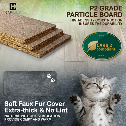 CAPHAUS Cat Tower for Indoor w/Cat Wand Toy, Modern Cute 74-Inch Cat Tree w/Widened Perch for Large Cats Kittens, Multi-Level Cat Activity Tree w/Scratching Posts, Tunnel, Basket, Cat Cave Condo