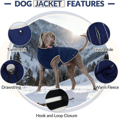 ROZKITCH Reversible Dog Fleece Jacket, Adjustable Double-Sided Vest for Chilly Winter, Super Warm Fleece Sherpa Sweater with Embroidery, Plush Sweatshirt for Small Breeds DarkBlue M
