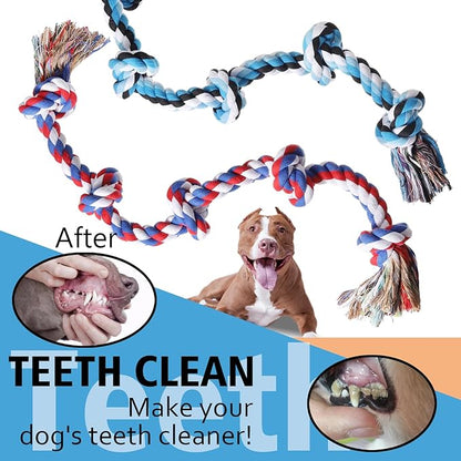 Dog Rope Toys for Large Dogs Aggressive Chewers, Dog Chew Toys for Large Breed Indestructible, Heavy Duty Tough 3 Feet 5 Knots Dog Toy, Sturdy Rope toy for Dogs Tug of War Dog Toy Teeth Cleaning