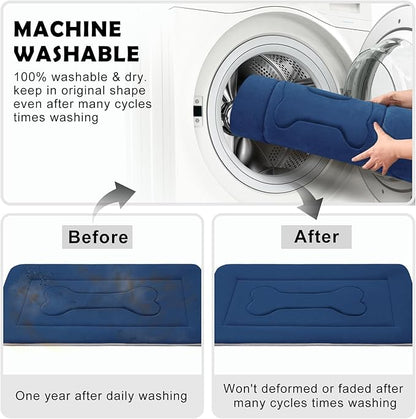 JoicyCo Dog Bed Soft Dog Crate Pad Mat for Medium/Large Dogs 36 in Non-Slip Bottom Washable Dog Sleeping Mattress Pet Beds Cat Beds Kennel Pads, Dark Blue