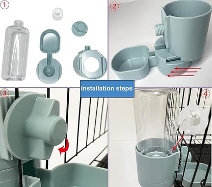 kathson 2Pcs Rabbit Water Bottle 17 OZ Bunny Hanging Water Fountain Automatic Guinea Pig Water Dispenser No Leak Drinking Feeder for Bunny Chinchilla Hamsters Cat Dog Small Animals(Blue)