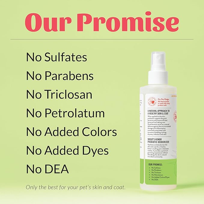 SKOUT'S HONOR Probiotic Pet Deodorizer Spray- Hydrating Daily-Use with Avocado Oil & Omega-3s, Microbiome Friendly Certiified, Paraben & Sulfate-Free, 97% Natural, 8oz, Sunkissed Coconut, 2-Pack