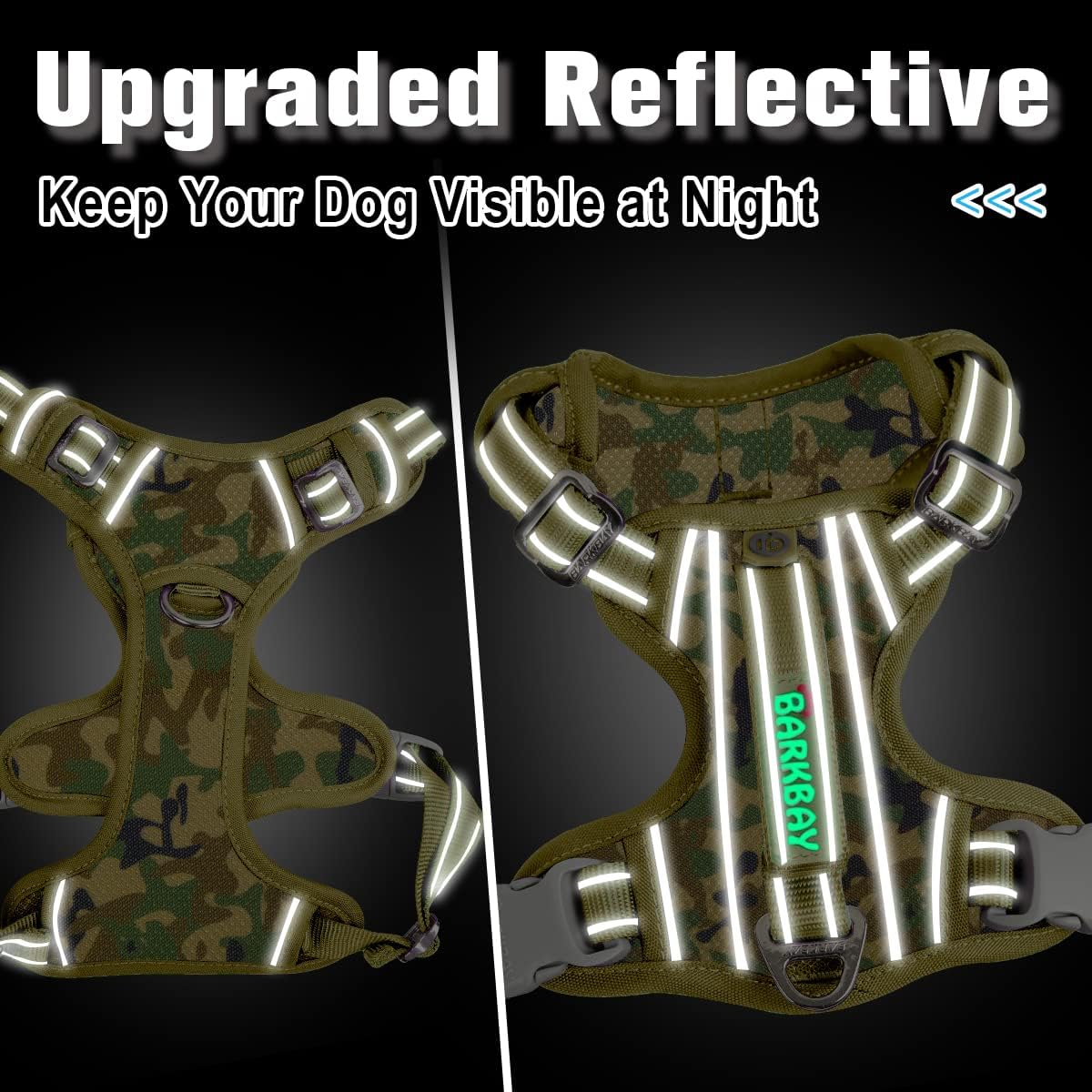 BARKBAY Dog Harness No Pull with ID Tag Pocket - Heavy Duty, Reflective, Easy Control for Large Dogs(Camo,XL)