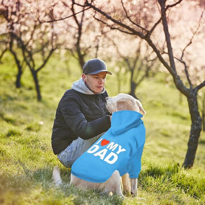 GreenJoy Dog Sweater Dog Hoodie Cold Weather Dog Coat Hooded Sweatshirt for Puppies,Cats, Small Medium Large Dogs (Blue(I Love My Dad), X-Small)
