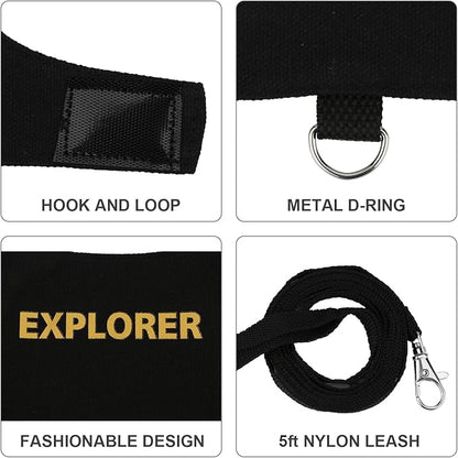 Hypeety Bearded Dragon Harness and Leash Set Adjustable Escape Proof Leash Outdoor Walking Training Leash and Harness for Bearded Dragon Lizard Reptiles Small Pets Black (Explorer)