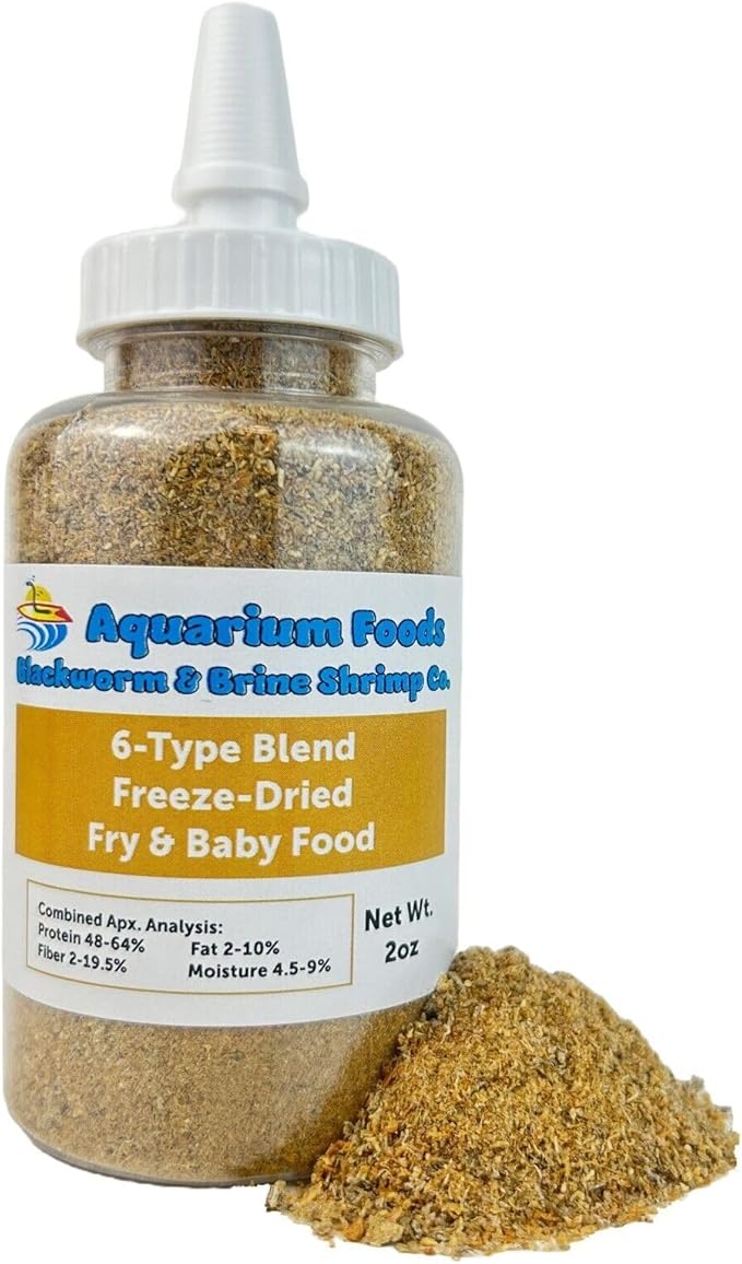 Aquatic Foods Inc. 6-Type Baby Blend- Bloodworm, Brine Shrimp, Plankton, Mysis, Tubifex, Krill, for Tropical Fish Fry, Babies, Guppies, Tetras, Bettas, Nano Fish…2oz Squeeze Bottle