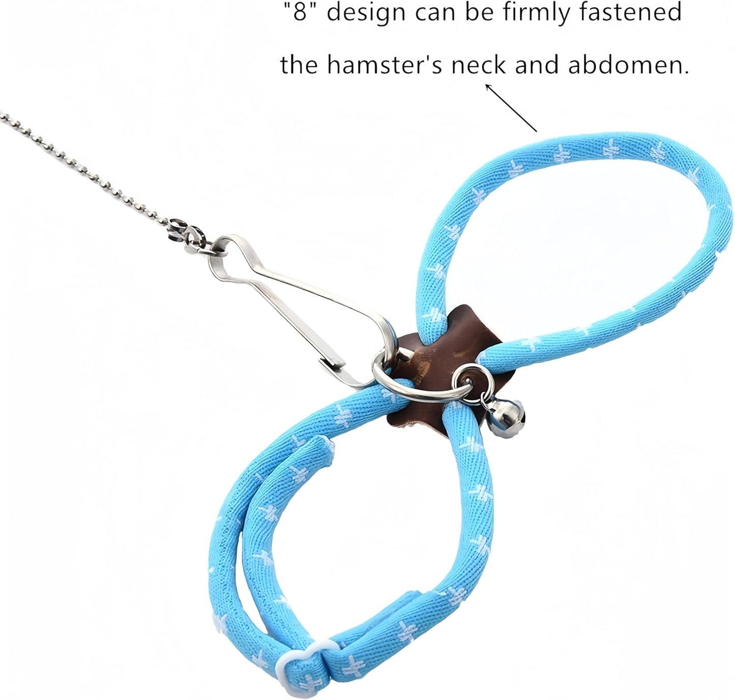 Hypeety Hamster Adjustable Training Lead Leash Nylon for Hamster Rat Squirrel Gerbil Pet Cage Playhouse Leashes Band Finder Collar Bell (Blue)