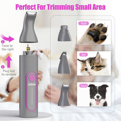 Dog Clippers for Grooming,Dog Grooming Kit for Heavy Thick Hair&Coats/Low Noise Rechargeable Cordless Pet Shaver with Paw Trimmer Nail Grinder/Pet Hair Trimmer for Small & Large Cats