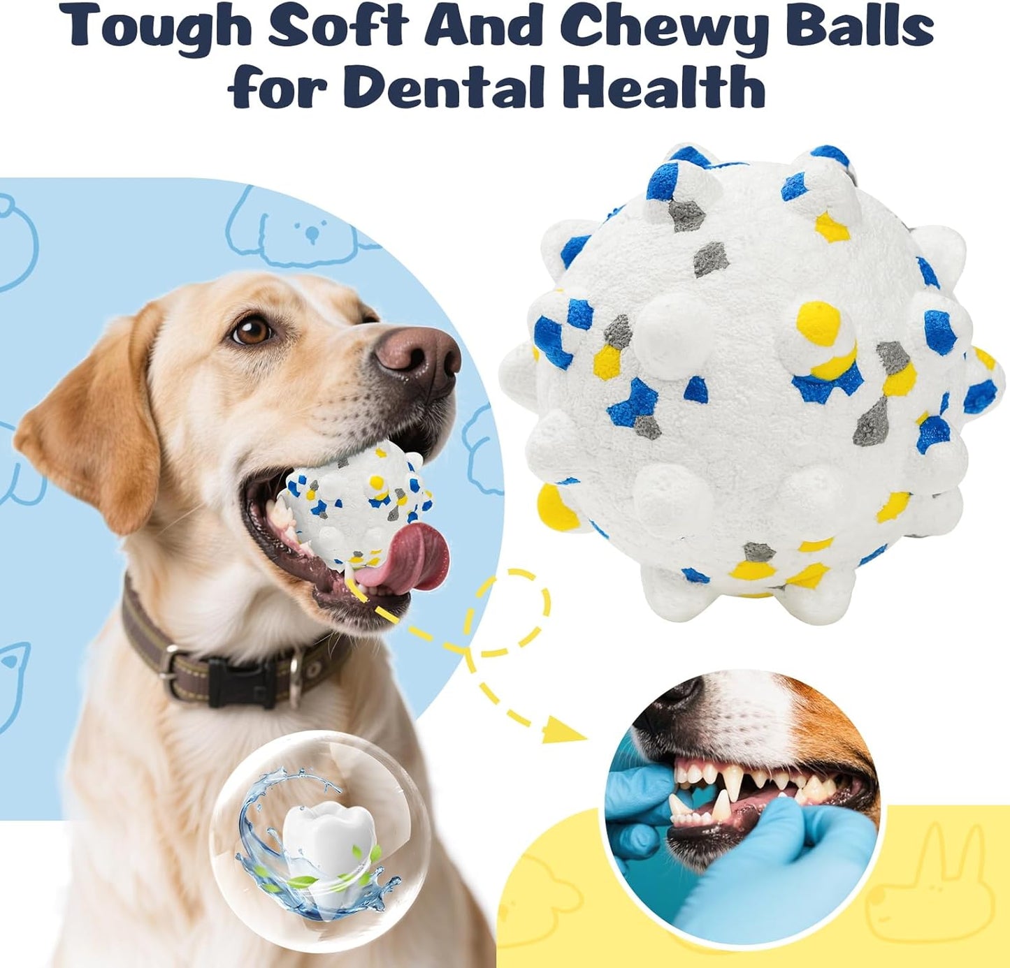 HIPPIH Dog Balls Interactive Tennis Balls for Dogs, Dog Toys for Aggressive Chewers, Tough Puppy Chew Toys for Teething, 3" Fetch Ball Water Toy for Small/Medium Breed, High Bouncy & Floating, 3 Pack