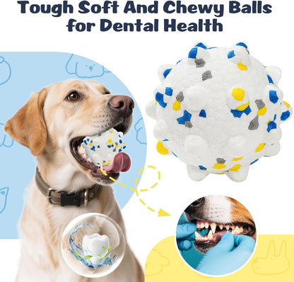 HIPPIH Dog Balls Interactive Tennis Balls for Dogs, Dog Toys for Aggressive Chewers, Tough Puppy Chew Toys for Teething, 3" Fetch Ball Water Toy for Small/Medium Breed, High Bouncy & Floating, 3 Pack
