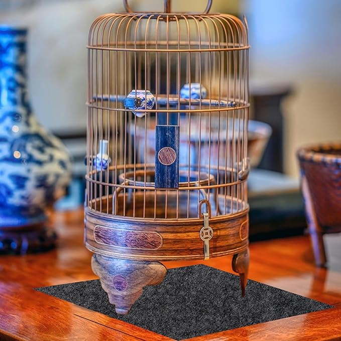 Large Bird Cage Mat, Under Pet Cage Mat for Bird Cages, Reptile Aquariums, Dog Kennels, Absorbent/Waterproof Felt Mat with Non-Slip Backing for Hard Floors and Surfaces (36x48 Inch)