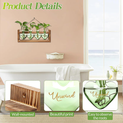 Plants Propagation Stations Plant Terrarium Kit for Bathroom Glass Planters for Indoor Plants Bathroom Decor Accessories - Relax Soak Unwind Breathe
