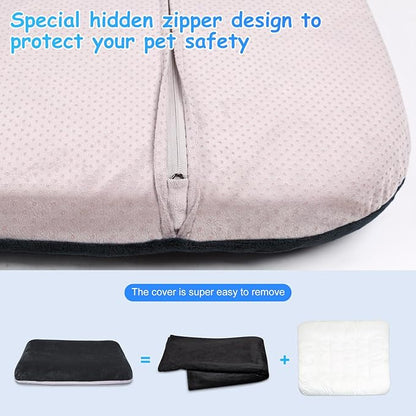 Magic Dog Super Soft Large Dog Bed, 39 Inches Orthopedic Foam Pet Beds with Anti Slip Bottom, Dog Sleeping Mattress with Removable and Washable Cover, Dark Grey L,39'' X 33.5'' X 3.7''