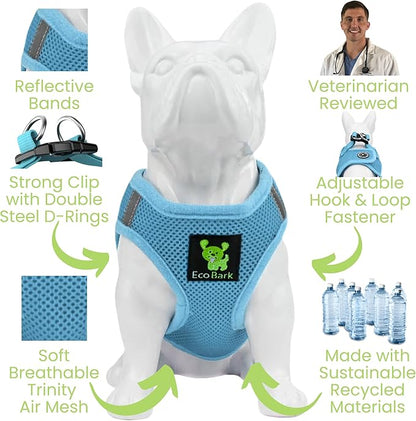 EcoBark Rapid Fastener Super Comfort Fully Adjustable Double Padded Step in Dog Harness (Extra Small, Sky Blue)