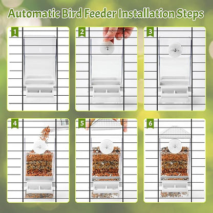 Rypet No Mess Automatic Bird Feeder for Cage,Transparent Acrylic Parrot Seed Feeders,Food Container for Cage,Parrot Feeder Cage Accessories for Small and Medium Lovebirds Parakeets Cockatiel Finch