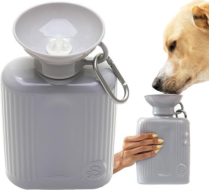 Springer by Springland Dog Water Bottle | Portable Travel Water Bottle Dispenser for Dogs | Dog Gift Seen on Oprah's Favorite Things, Shark Tank | Leak-Proof Bottles | BPA-Free 44oz Gray