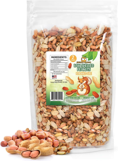 Premium Quality Raw Out of Shell Peanuts - 2 Pounds - Shelled Peanuts for Birds – Wildlife Quality - Food for Squirrels, Deer, Birds, and Other Wildlife Animals – Grown in The USA
