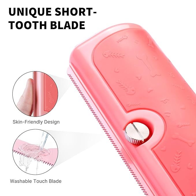 Cat & Dog Deshedding Brush – Pink Gentle Pet Hair Remover Comb for Shedding, Comfortable Grip, Easy Clean Grooming Tool for Long & Short Hair