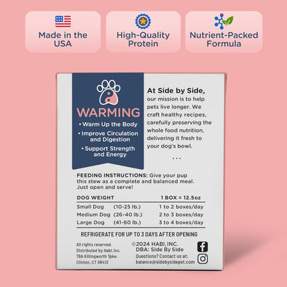 Side by Side Chicken & Lamb Stew - Warming Wet Dog Food & Dog Food Topper for All Breeds - Made with Nutrients & Whole Raw Ingredients - No Artificial Additives or Fillers - (12.5 oz, 12-Pack)