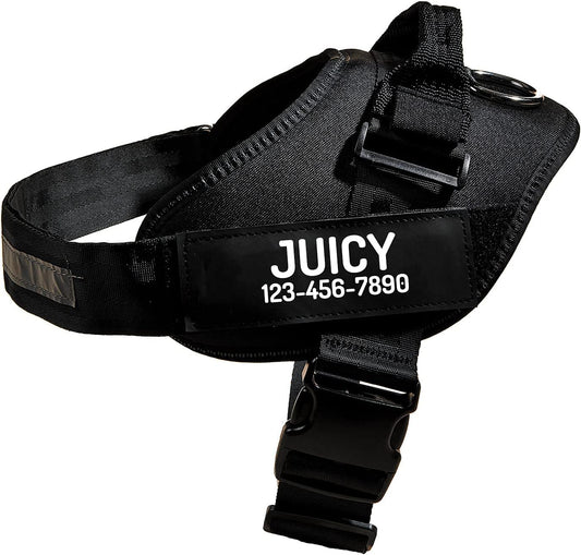PawPawify Custom No Pull Dog Harness with Name and Phone Number, Heavy Duty Personalized Pet Vest to Prevent Tugging, Pulling, or Choking, Training and Walking (Black, XS (Chest 14-17in))