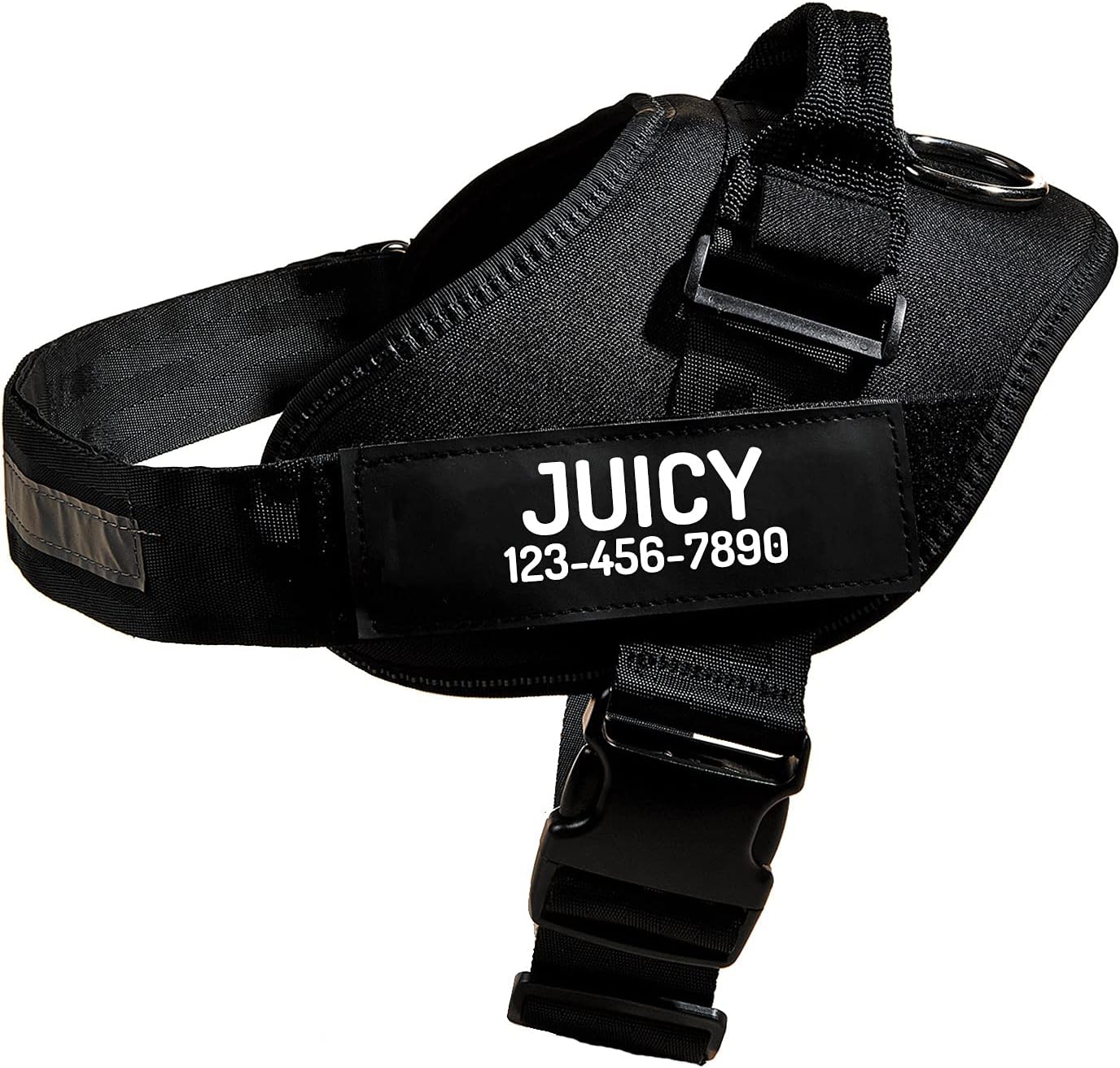 PawPawify Custom No Pull Dog Harness with Name and Phone Number, Heavy Duty Personalized Pet Vest to Prevent Tugging, Pulling, or Choking, Training and Walking (Black, M (Chest 20-24in))