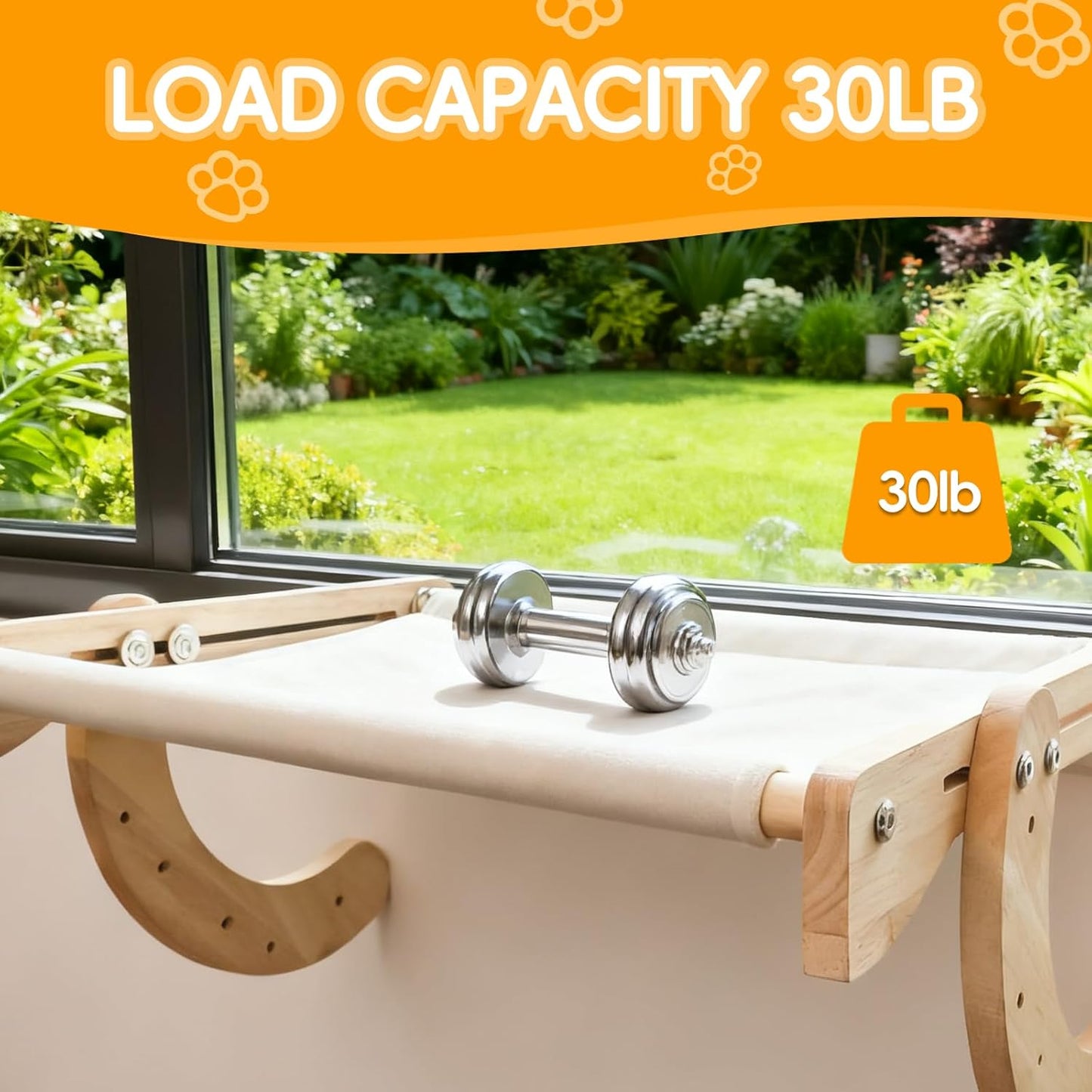 4-in-1, Cat Window Perch,cat Bed, Sturdy Oak Hammock,Suitable for Indoor Cats to Rest and Play. It can be Used as a Hammock, a Resting Area by The Window, a Cats Bed, a cat Rocking Toy