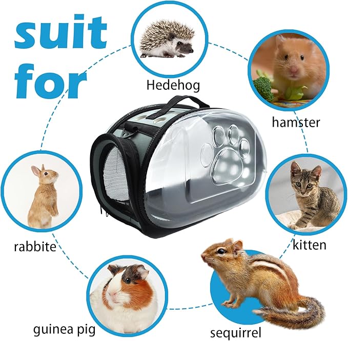 Carrier Bag for Guinea Pig,Portable Small Animal Carriers Pouch,Outgoing Rabbit Travel Carrying Case with 10PCS Disposable Underpads Breathable & Transparent for Hamster Bird Squirrel