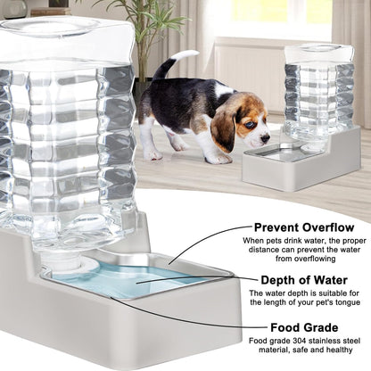RIZZARI Stainless Steel Pet Water Feeder: 7.5L Automatic Leak-Proof Gravity Dispenser for Senior Dogs with Spine Problems - with Filter - Living Room Bedroom Use