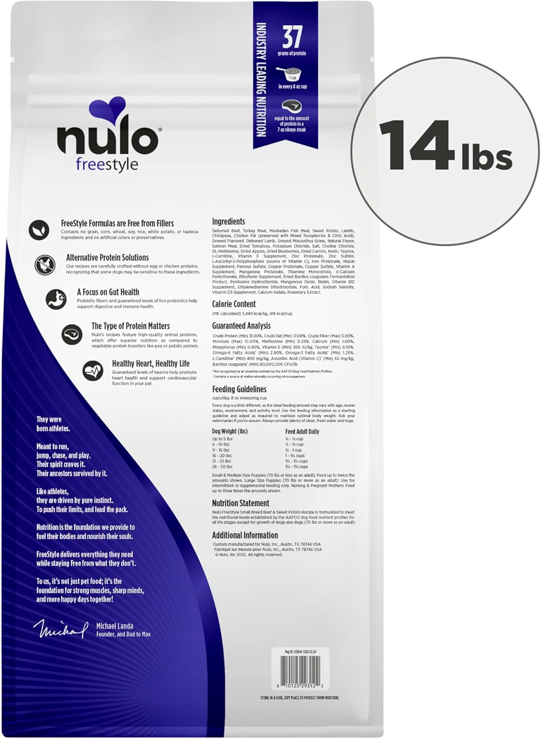 Nulo Freestyle High Protein Small Breed Beef & Sweet Potato Recipe Natural Dry Kibble Dog Food, 14 Pound Bag